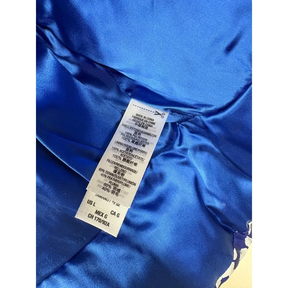 Juicy Couture Girls Puffer Vest Large Blue Scottie Dog Peplum Down Y2K Preppy